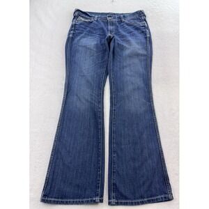 Ariat Turquoise Jeans Women 34x32 Blue Distress Whisker Denim Y2K